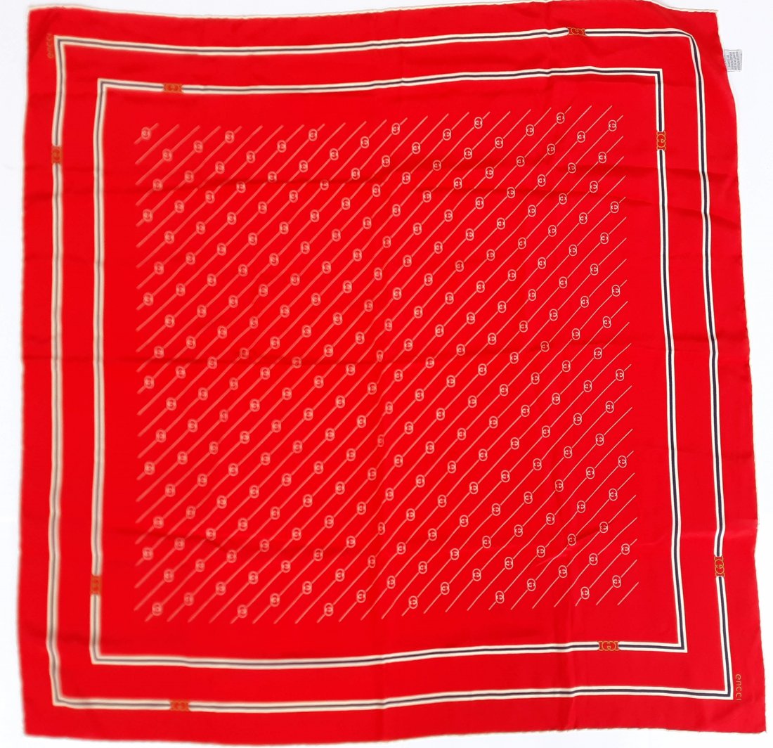 Authentic Vintage Rare Gucci Scarf: SCARVES: From A Collection of a Retired Female Army Intelligent Officer who traveled Abroad and purchased them at ports.Size 34x35"Inch