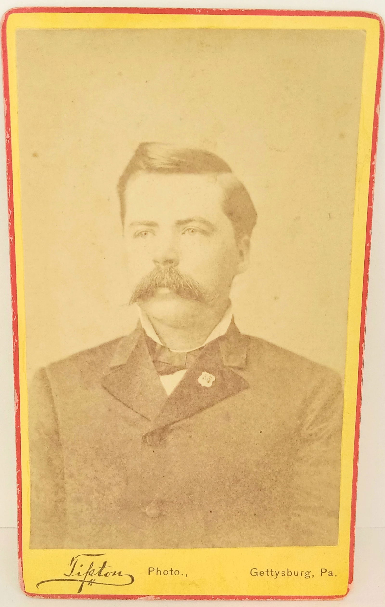 CDV Photo Man Tipton Gettysburg, Pa Police Officer Red Border Historical (1 of 3)