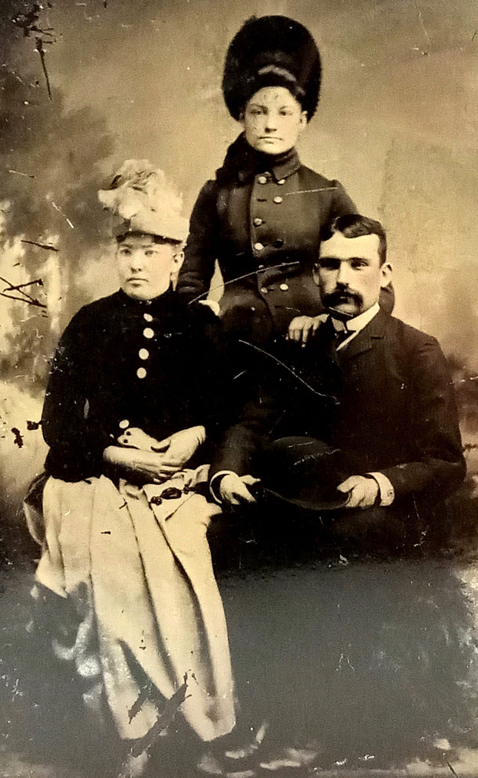 Tintype Photo Ladys in Hats and Man (1 of 3)