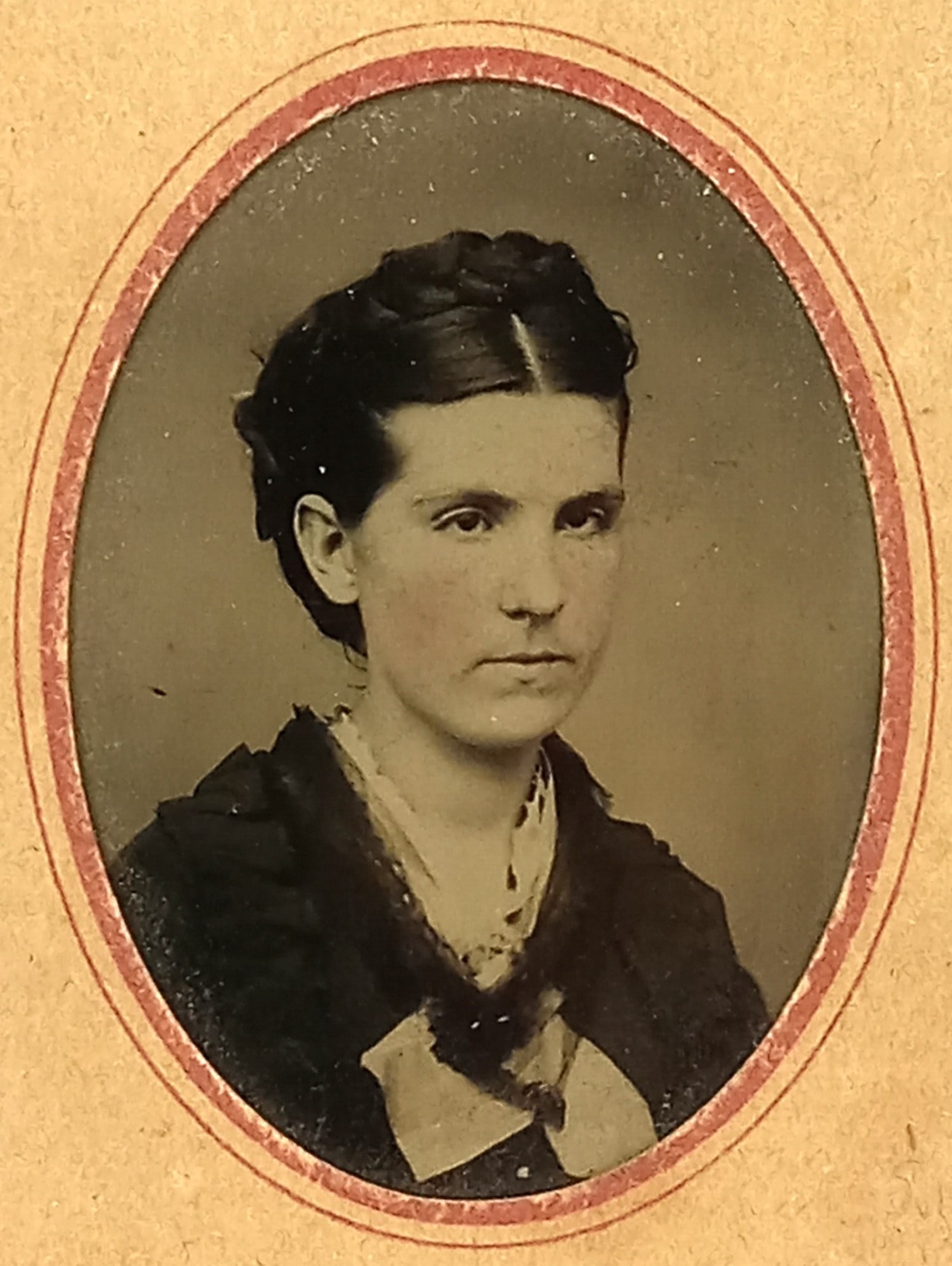 Tintype Photo Woman Painted Cheeks (1 of 3)