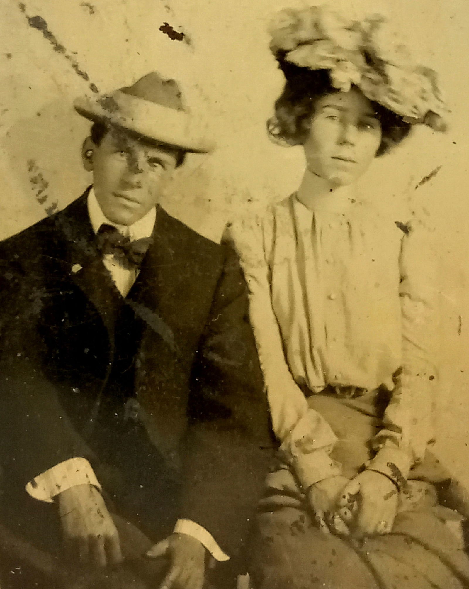 Tintype Photo Couple: Tintype Photo CoupleSize 2 1/2" x 3 1/2"