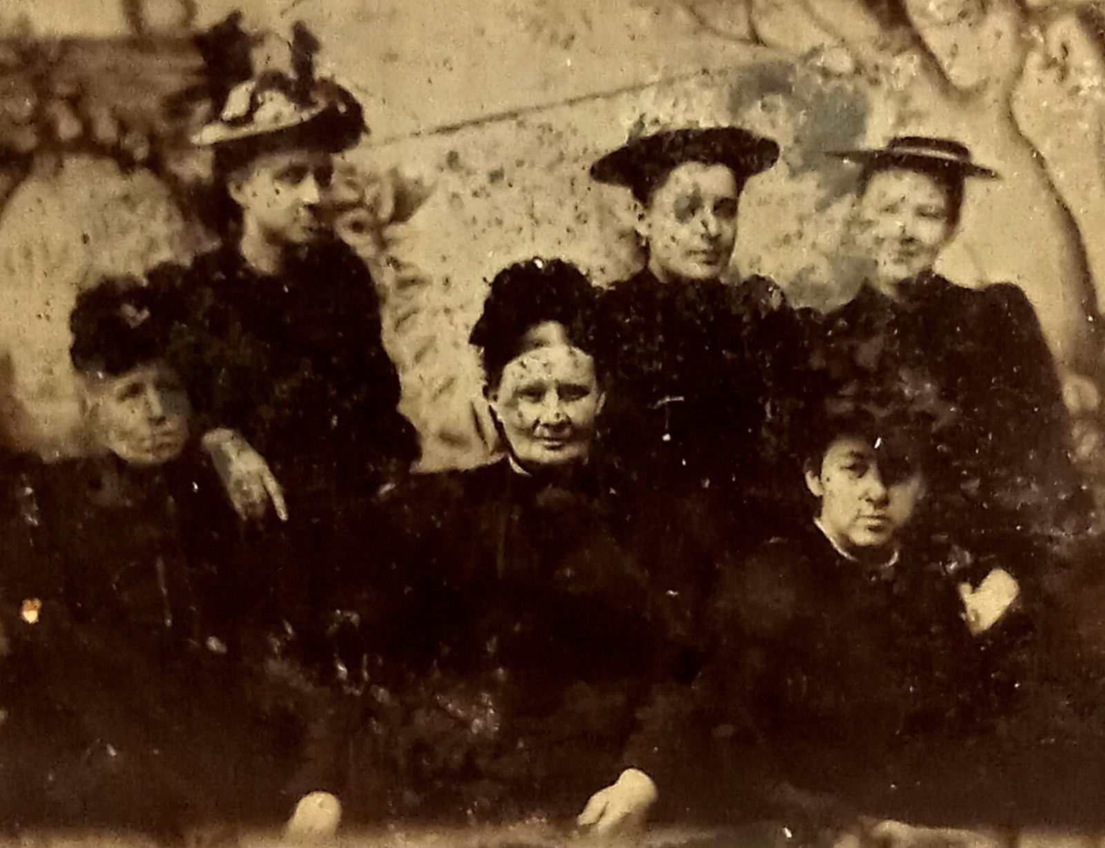 Tintype Photo Six Women Dressed in Black: Tintype Photo Six Women Dressed in BlackSize 2 1/2" x 3 1/2"