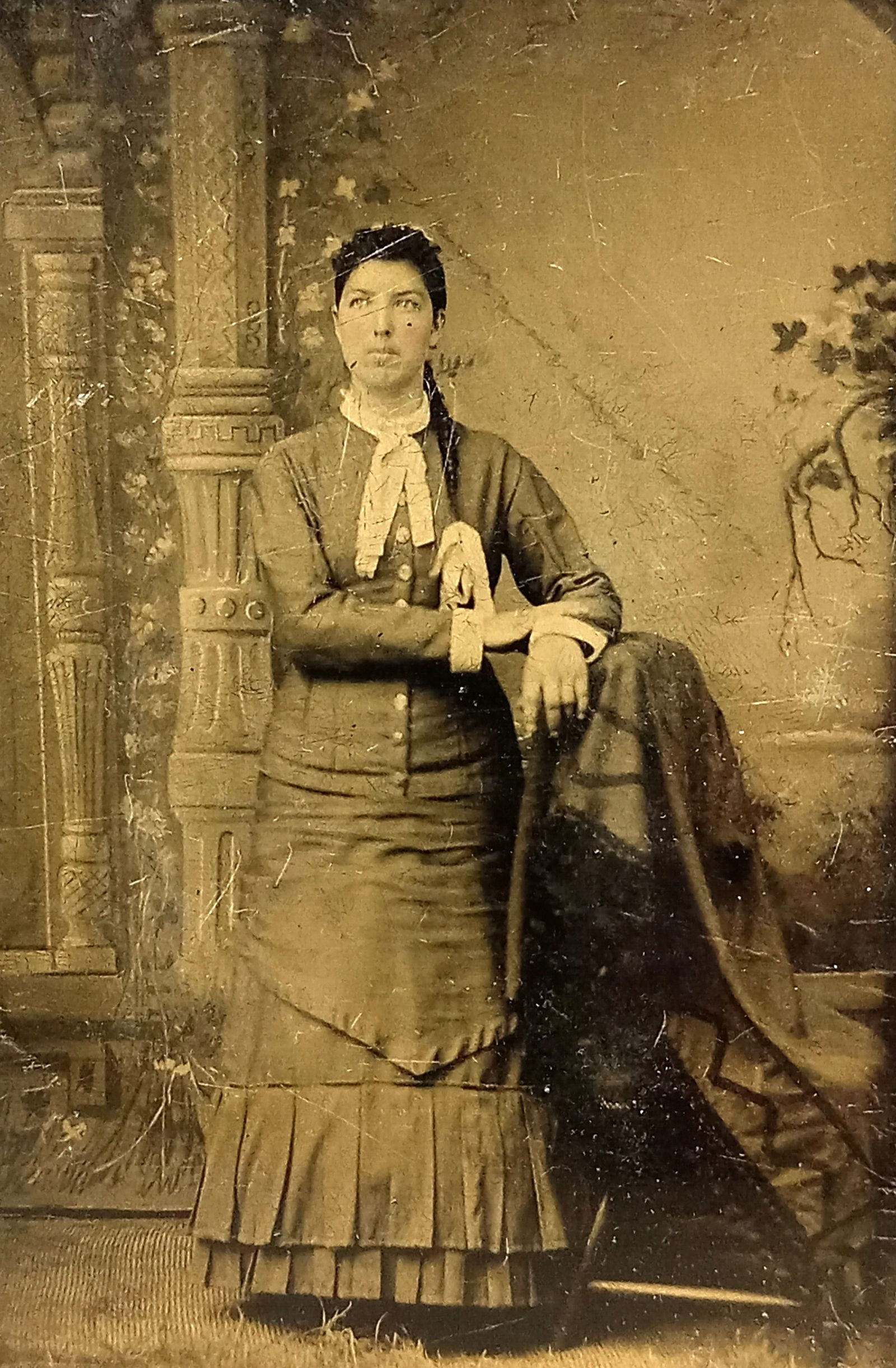 Tintype Photo Woman Scarf: Tintype Photo Woman ScarfSize: 2 1/2" x 3 1/2"