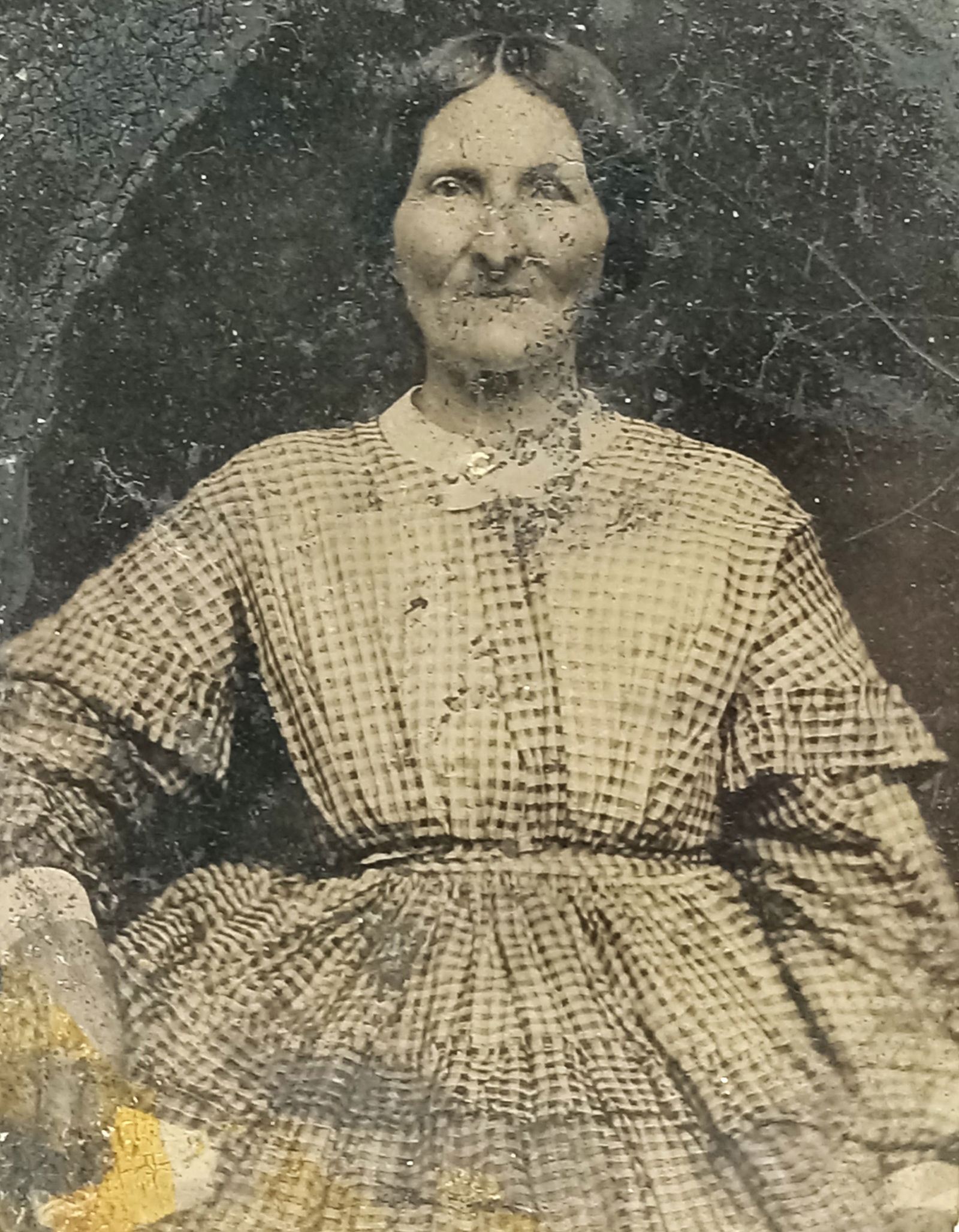 Tintype Photo Old Woman Plaid Dress (1 of 4)