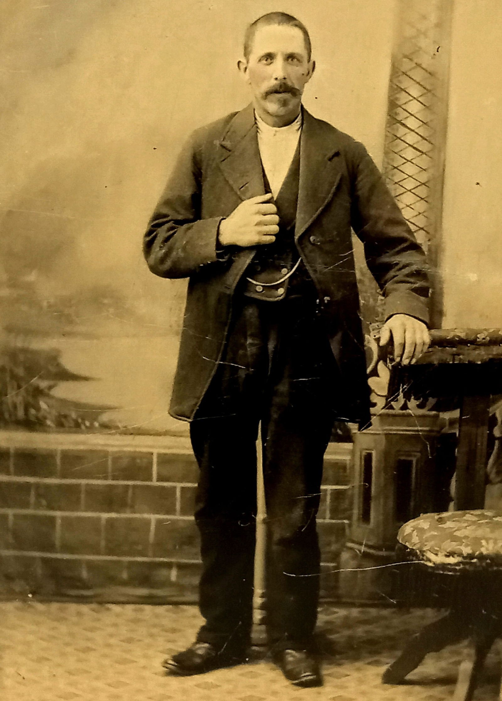 Tintype Photo Man Standing Hand on Vest: Tintype Photo Man Standing Hand on VestSize 2 1/2" x 3 1/2"