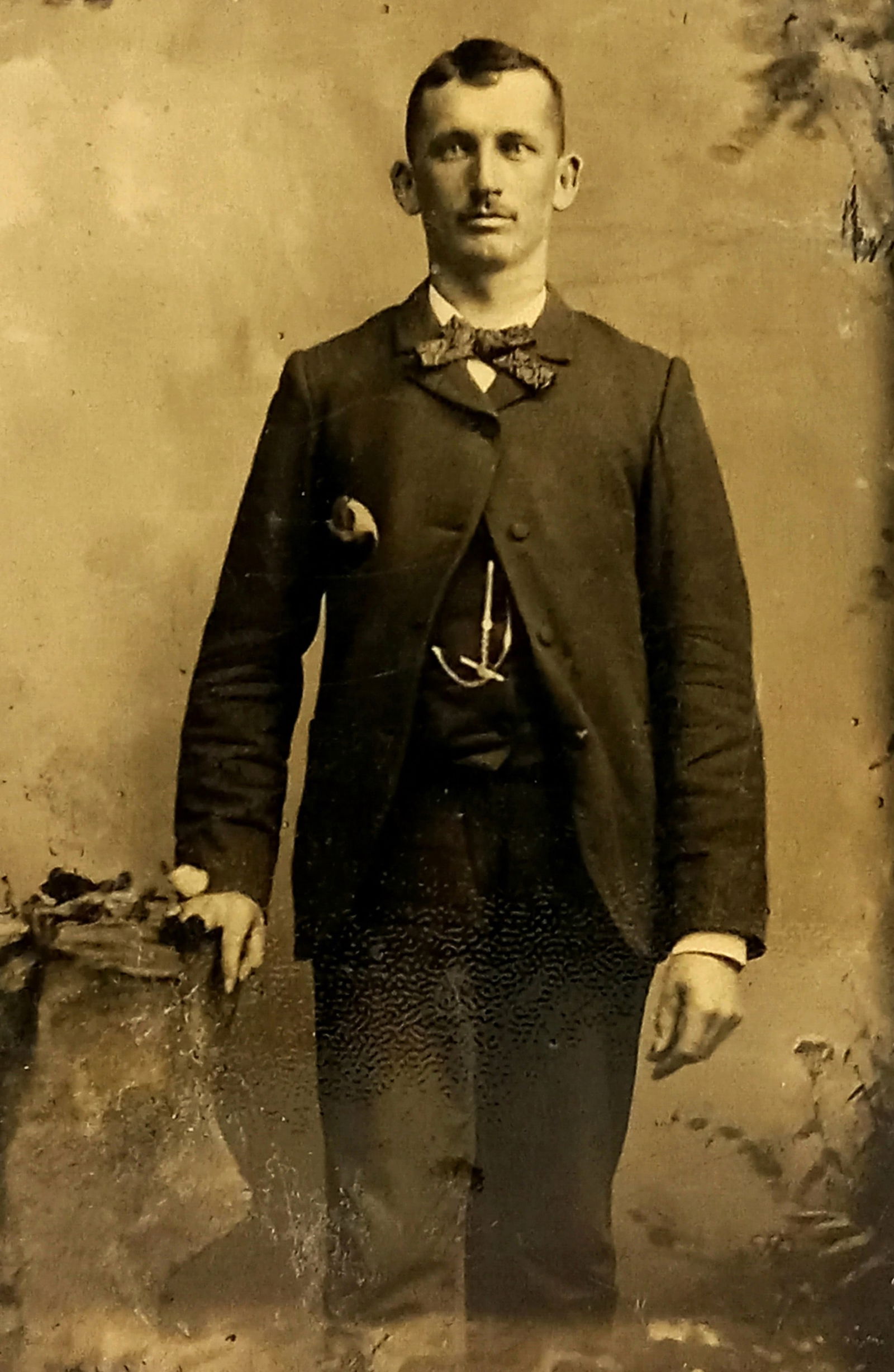 Tintype Photo Man Hand on Rock (1 of 3)