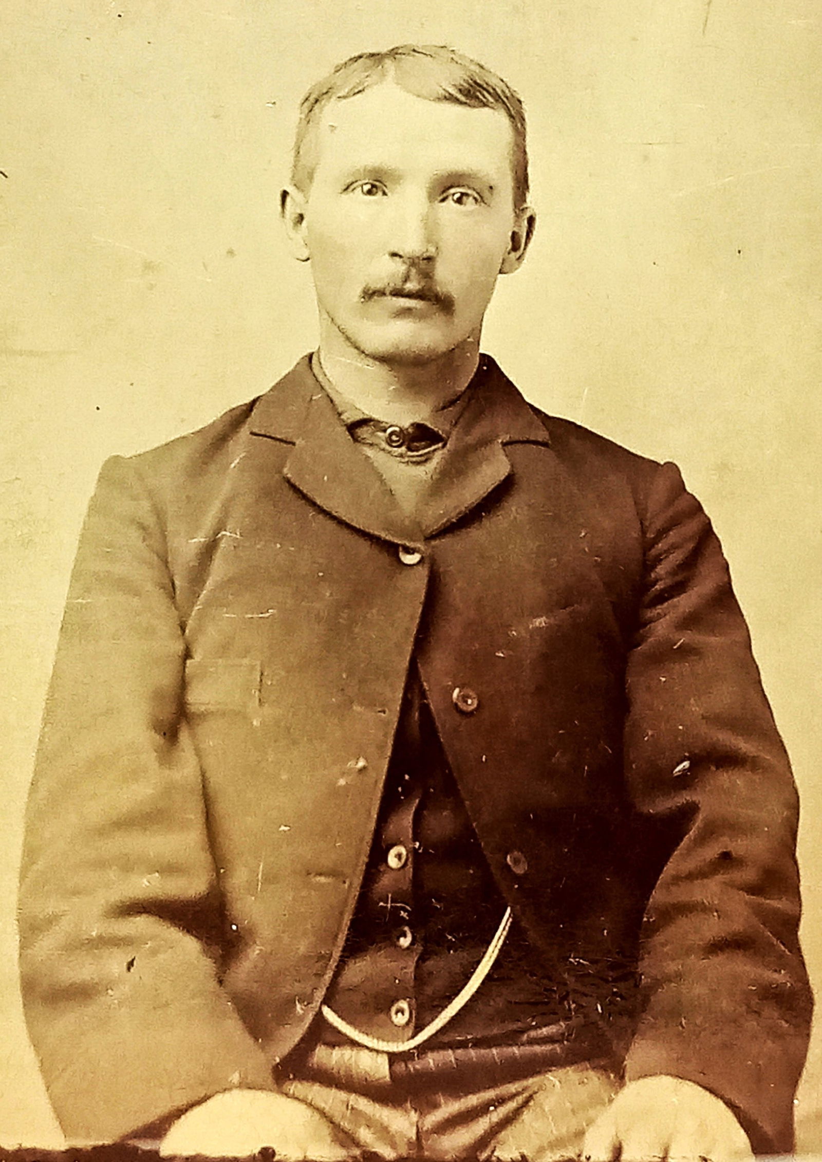 Tintype Photo Man Sitting Pocket Watch Chain (1 of 3)