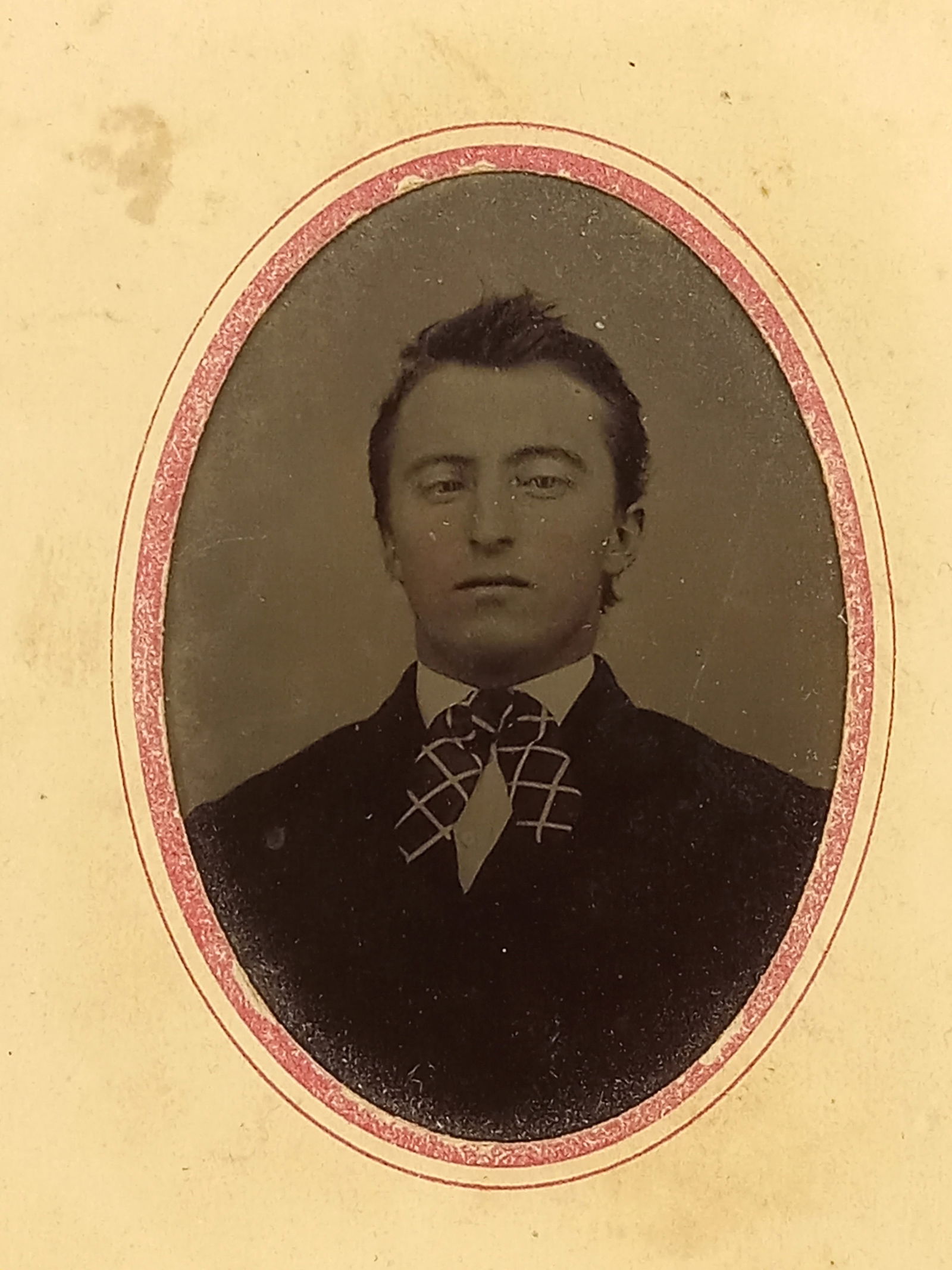 Tintype Photo Young Man Painted Cheeks Necktie (1 of 3)