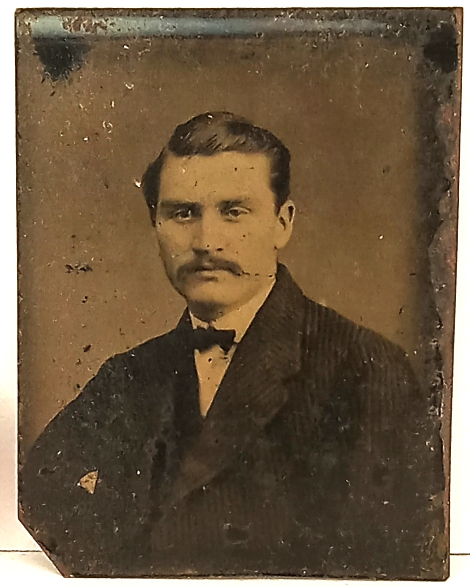 Tintype Photo Man Bowtie Gem Size (1 of 3)