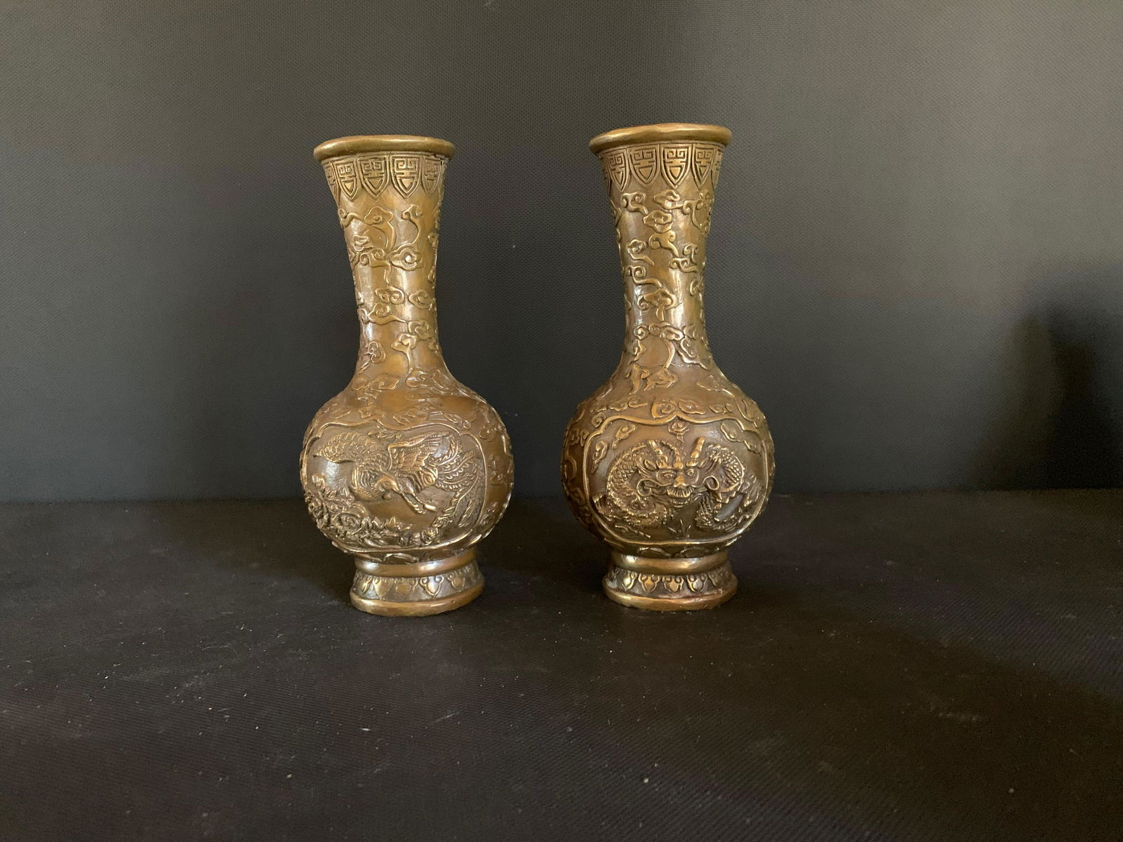 Pair Bronze Vases, Qing Dynasty (1 of 4)
