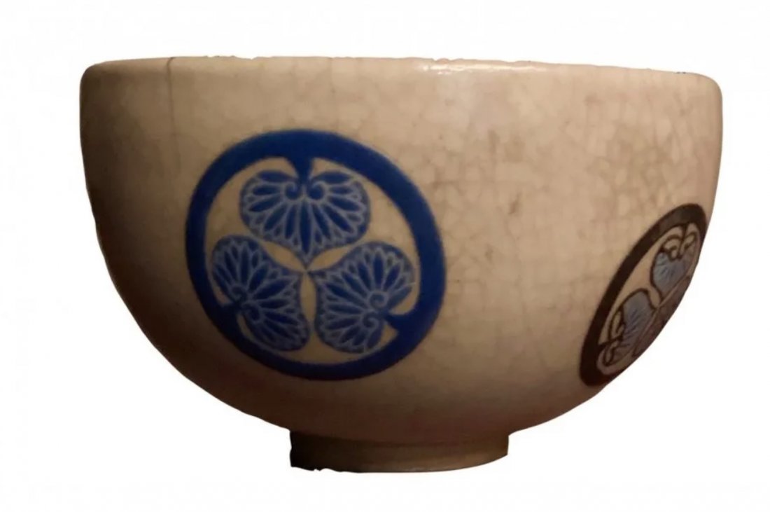 Stoneware Teabowl (Chawan) with Tokugawa Mon (1 of 4)