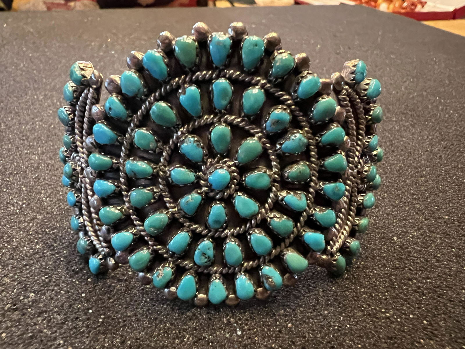 Vintage Zuni Petit Point Sleeping Beauty Bracelet, signed T. MUTTE (1 of 3)