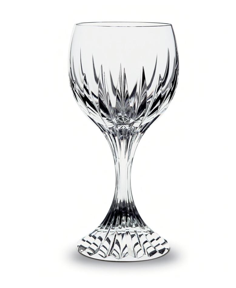 12 Pcs Baccarat Massena Red Wine Goblets: These 12 Massena Red Wine Goblets showcase Baccaratâ€™s meticulous craftsmanship. Deep orgue bevel cuts are etched directly into the Clear crystal, radiating from the foot of the glass to the bas