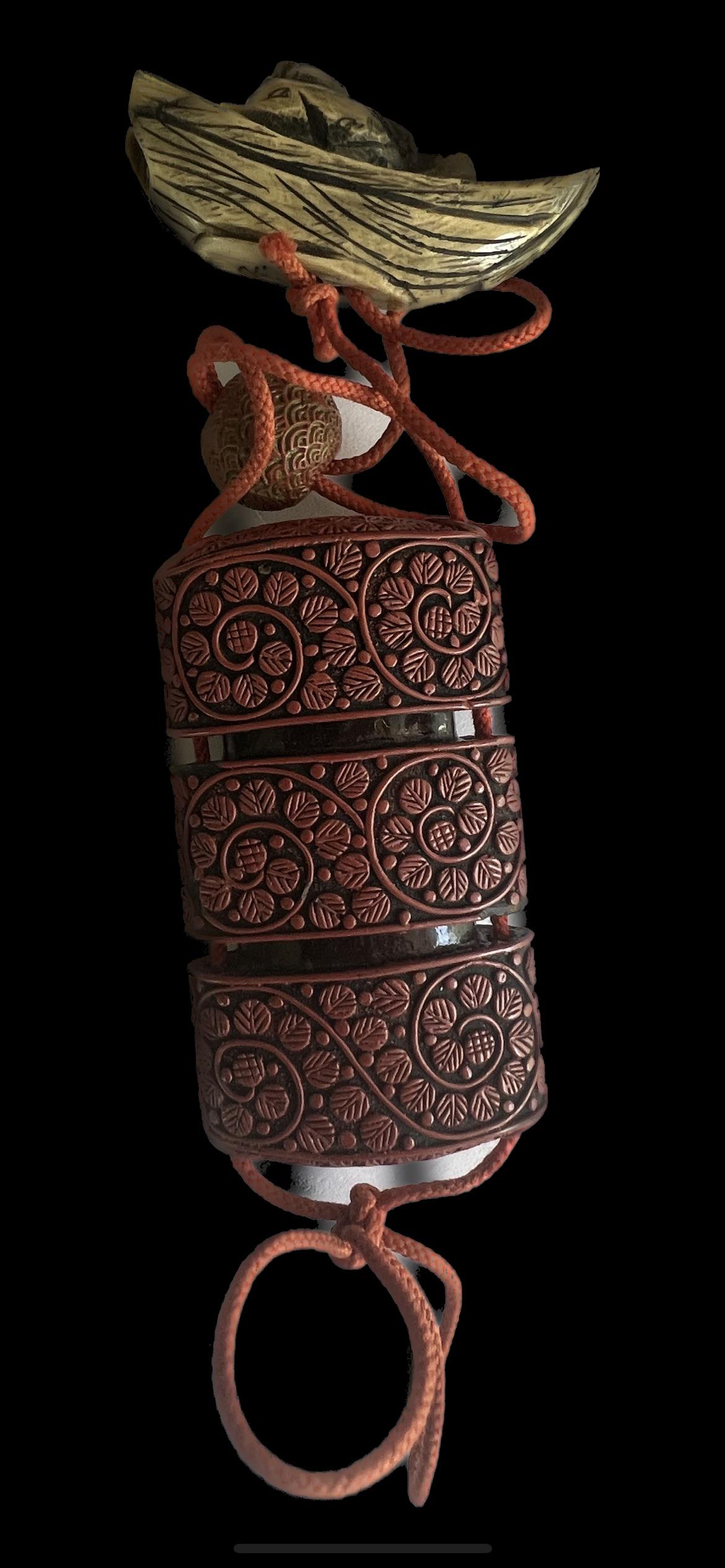 Ryukyuan Lacquer Inro with Ojime and Netsuke (1 of 8)