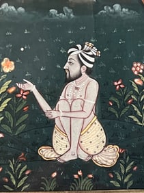 Pair of Antique Mughal Manuscript Paintings