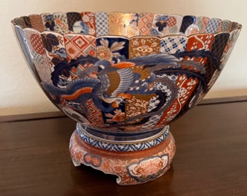 Fukagawa Punch Bowl on Stand, Japan, C. 1890