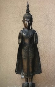 Life Size Ayutthya Bronze Buddha, 18/19 Century