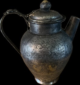 Tang Style Chased and Parcel Gilt Paktong Ewer