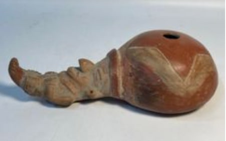 Pre Columbian Ecuador Terracotta Rattle Figure