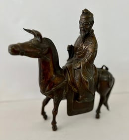 Chinese Bronze Censer, Shaolou on Horse, Qing Dynasty