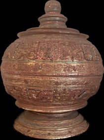 Massive Thai Lacquered Temple Offering Box