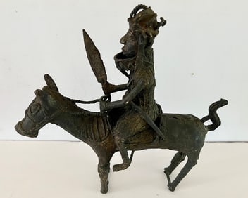 Benin Bronze King Oba Riding Horse