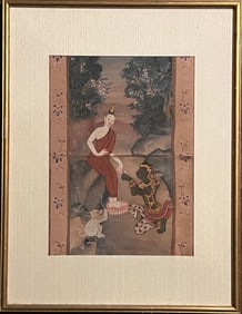 Framed Thai Manuscript Painting of Buddha