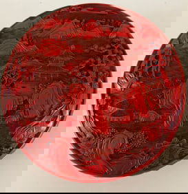 Spectacular Qing Dynasty Red Cinnabar Box