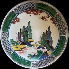 Large Antique Ao-Kutani Yoshidaya Kiln Charger