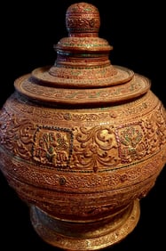 Massive Thai Lacquered Temple Offering Box