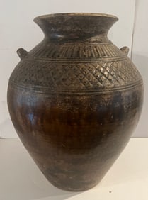 Large Chinese Carved Storage Jar, Yuan/Ming