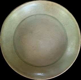 Large 14-16th Thai Celadon Shallow Bowl