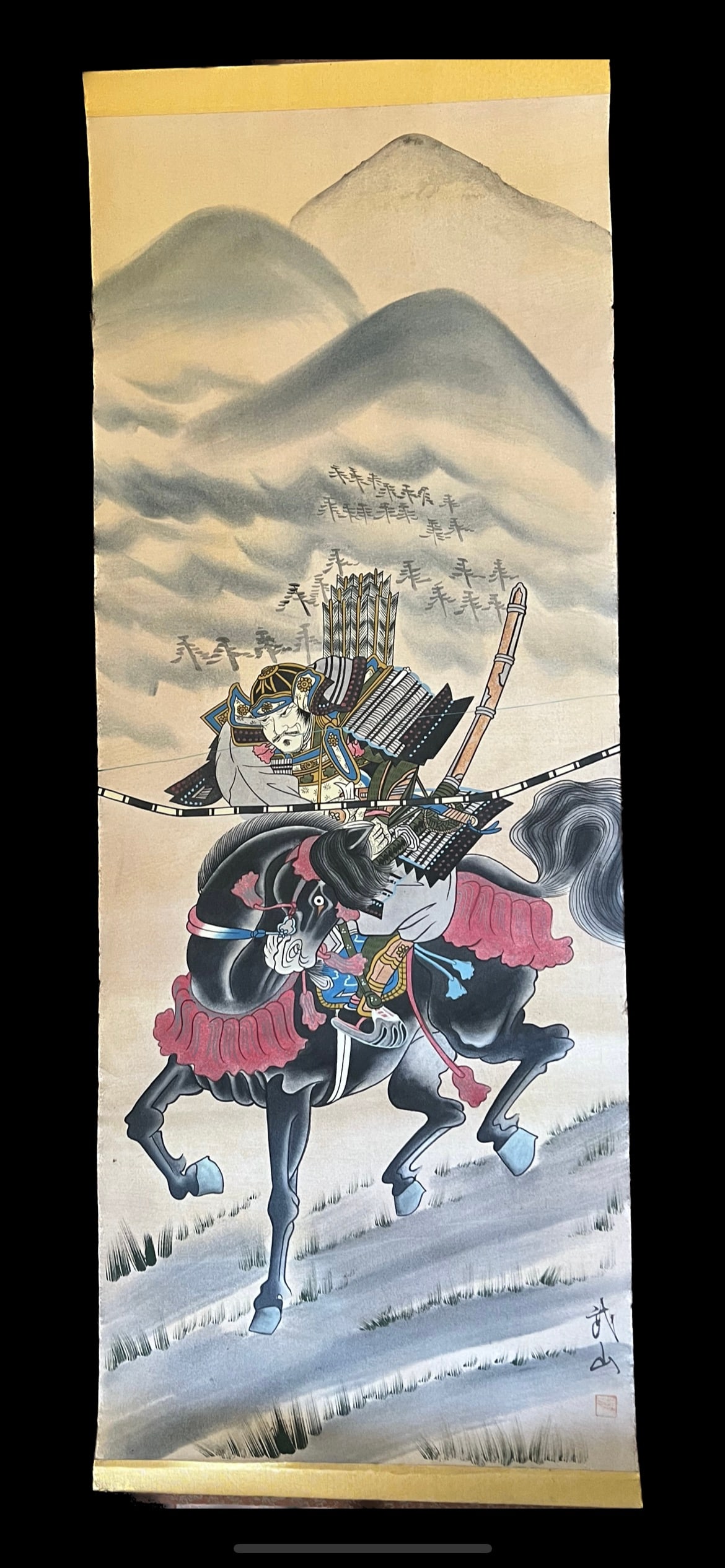Japanese Scroll, Samurai on Horseback, Meiji Period (1 of 1)