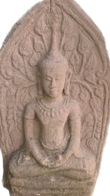 Large Sandstone Votive Plaque, Burma, 15-17th Century