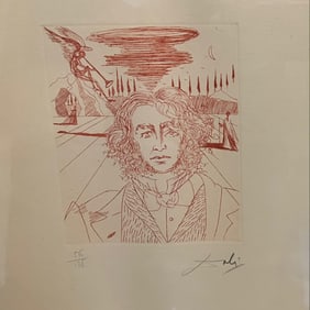 Salvador Dali, Henry Wadsworth Longfellow, Hand Signed Etching, 1967