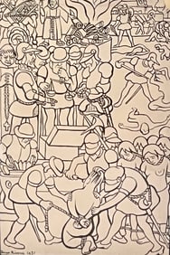 Diego Rivera Lithograpph, Los abusos de los conquistadores,