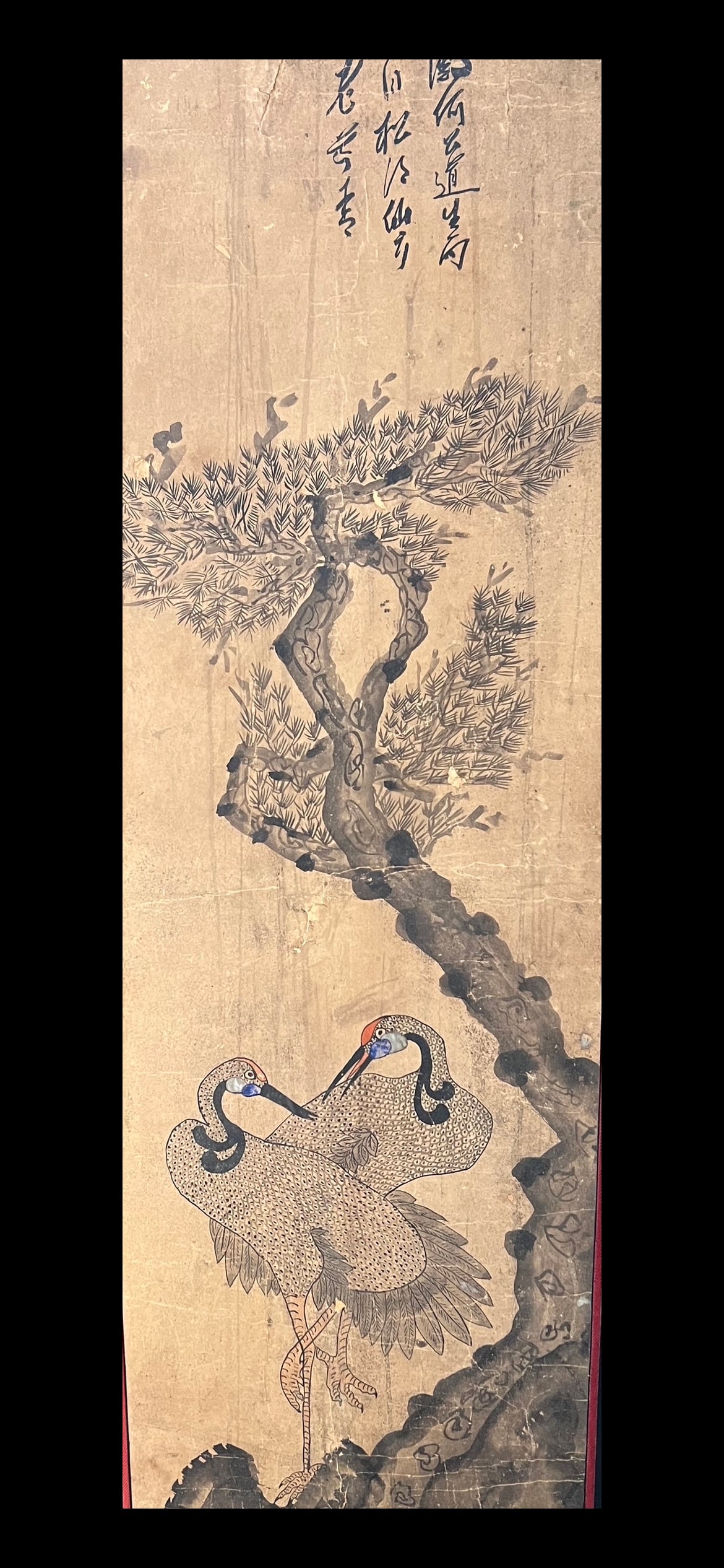 Korean Scroll Cranes and Pine, Joseon Period (1 of 3)
