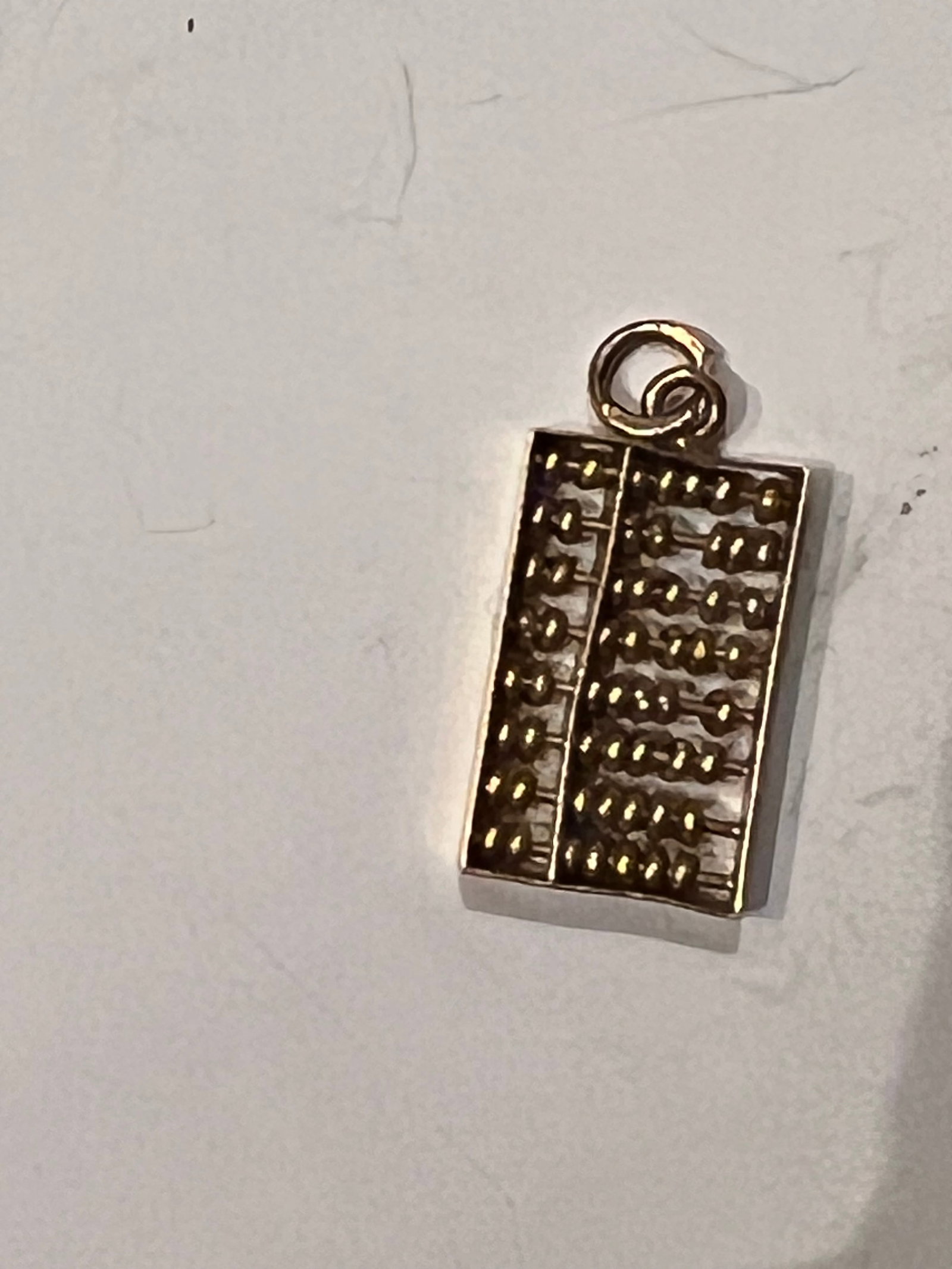 14K Gold Abacus Charm, 2.1 grams: Moveable Abacus charm in 14K, 3/4 inch long.2.1 grams