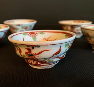 Set of 5 Sake Cups Attr. to Okuda Eisen