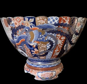 Fukagawa Punch Bowl on Stand, Japan, C. 1890
