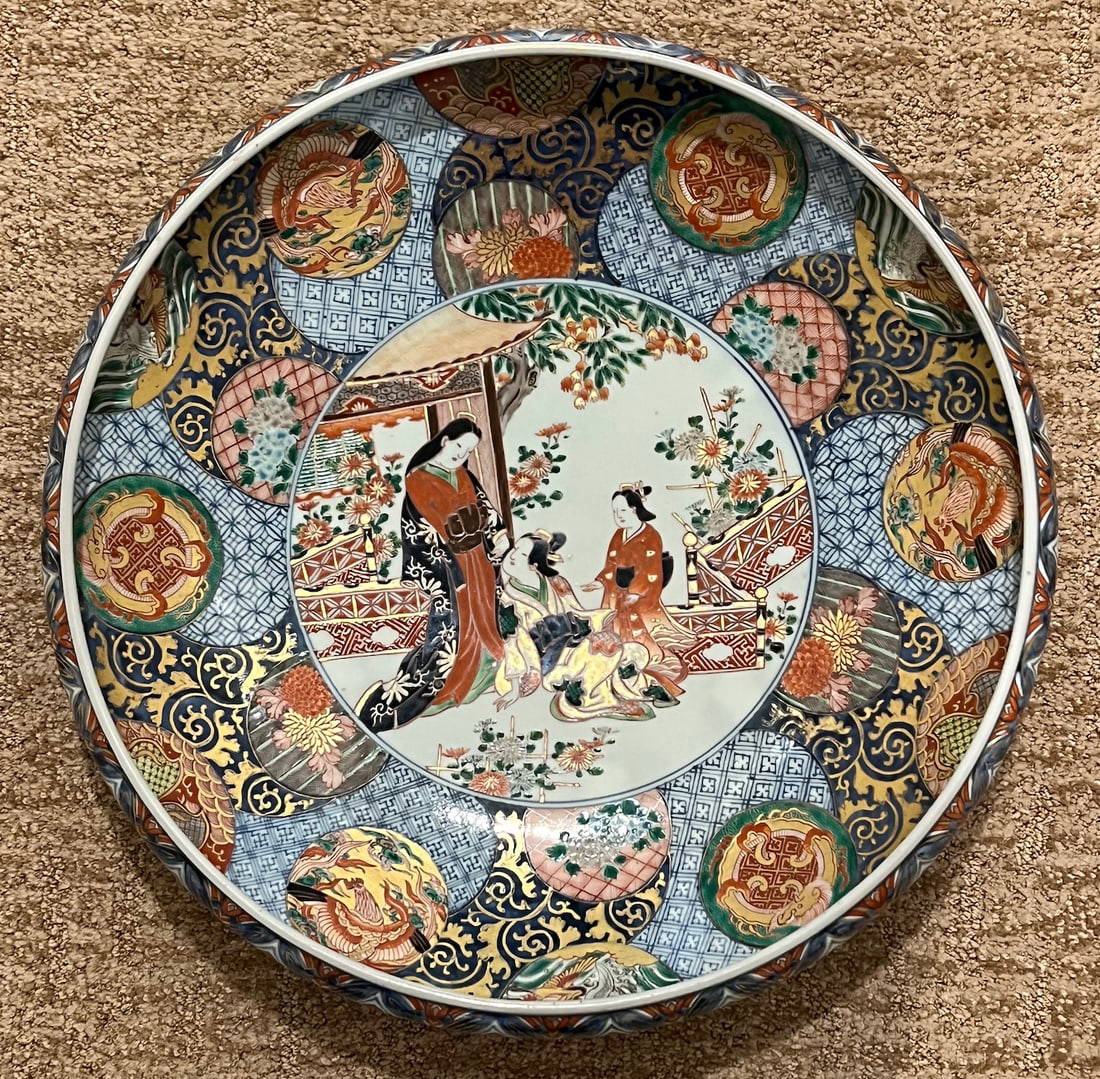 Very Fine and Large Imari Bowl with Genji Motif