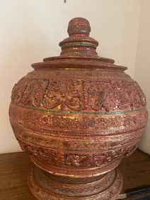 Massive Thai Lacquered Temple Offering Box
