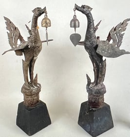 Large Pair Thai Bronze Hamsa, 18th Century