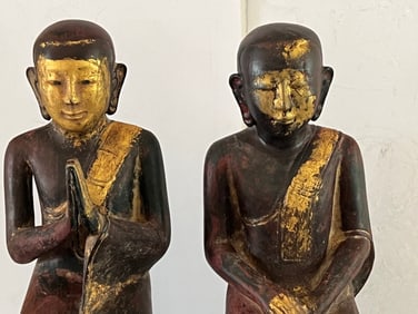 Pair Lacquered Monks, Ava Period, Burma
