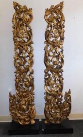 Pair Thai Architectural Gilt Panels