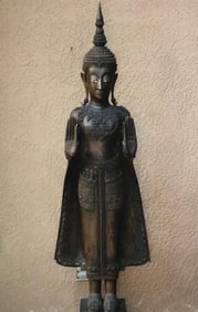 Life Size Ayutthya Bronze Buddha, 18/19 Century