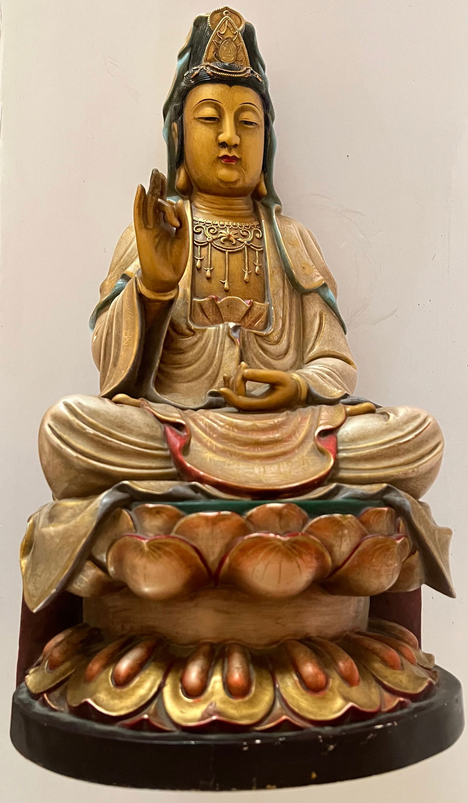Chinese Polychrome Wooden Quanyin