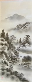 Japanese Scroll, Pagoda in Snow