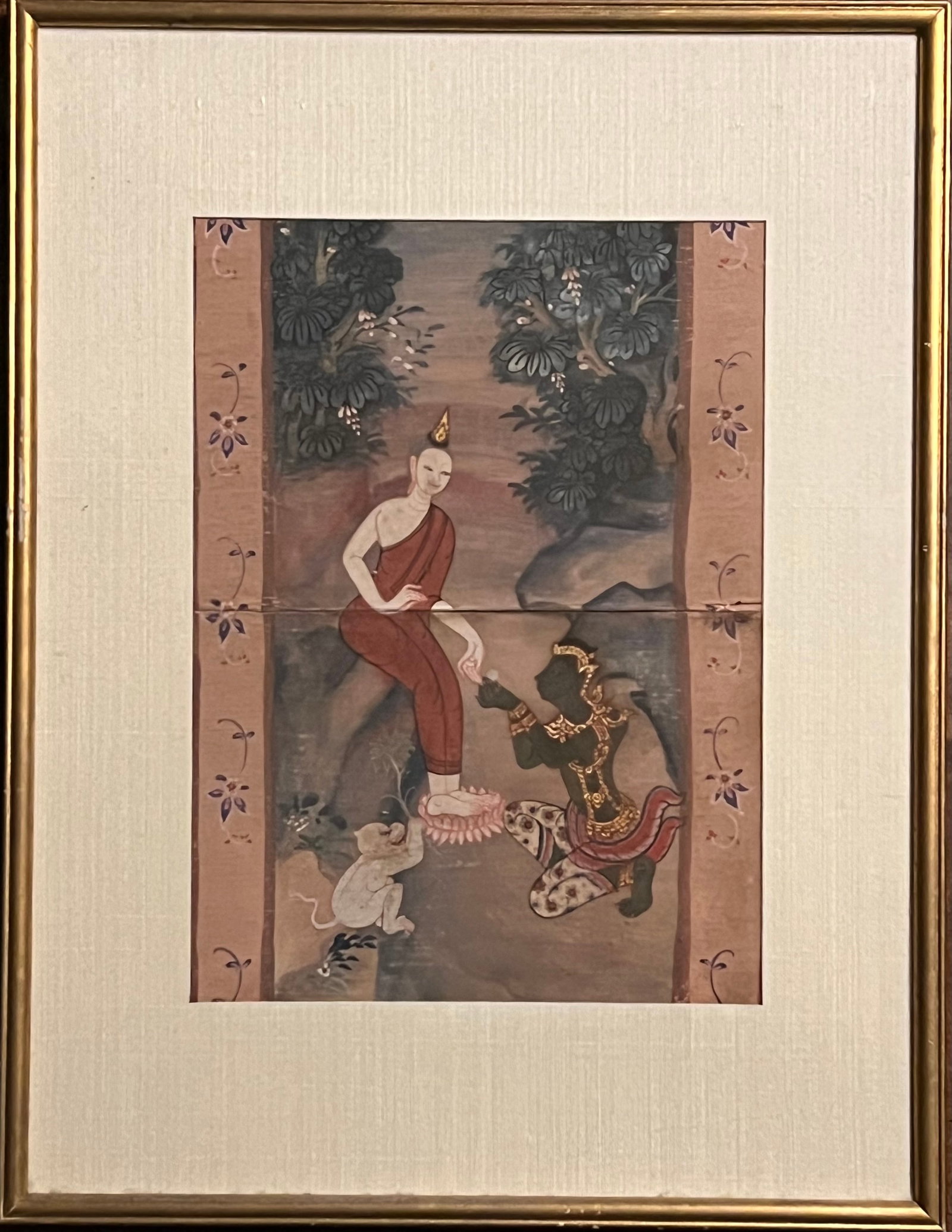 Framed Thai Manuscript Painting of Buddha (1 of 4)
