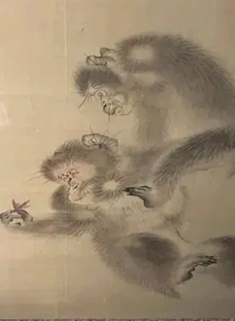 Silk Scroll of Monkeys With a Wasp (1 of 3)